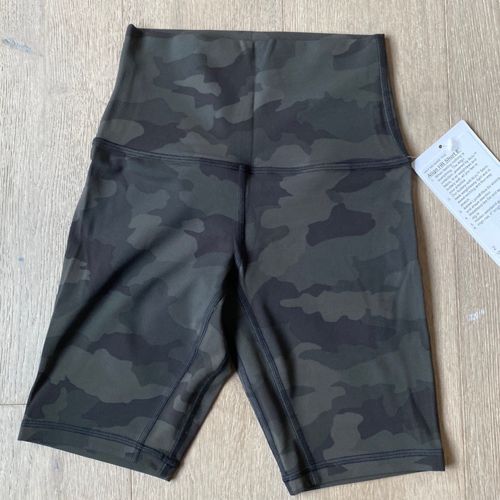 Align short 8” high rise heritage 365 camo dark olive multi sz 2 lululemon nwt
